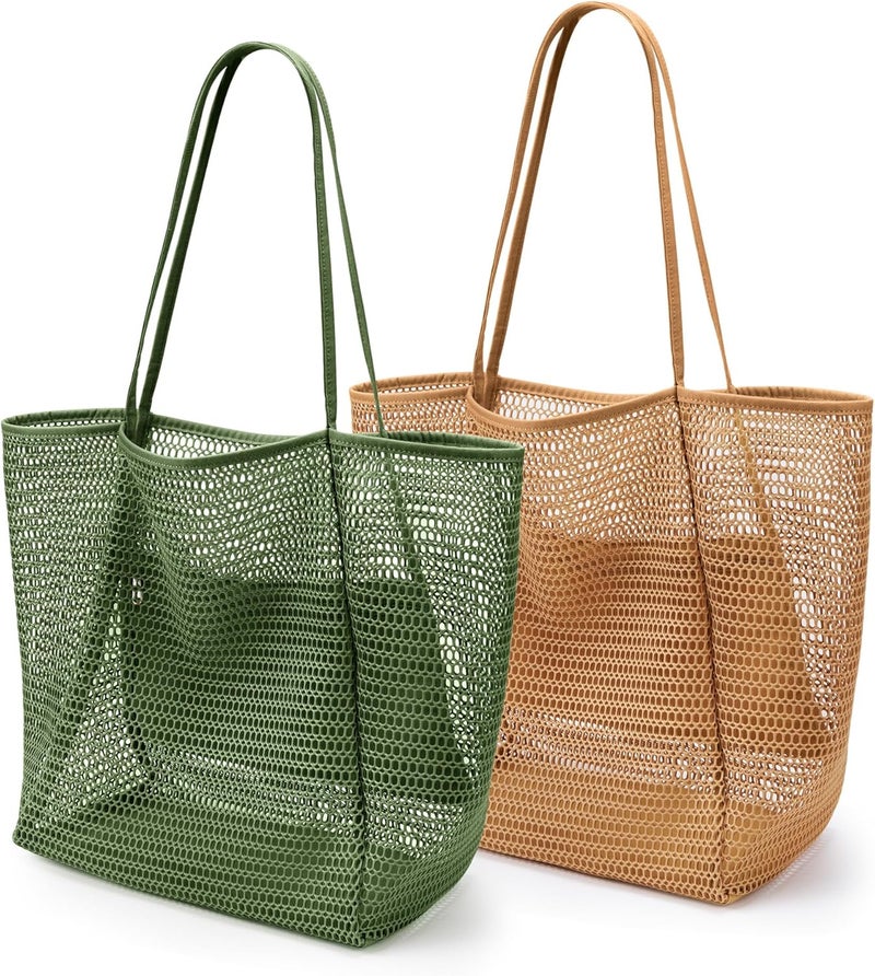 KALIDI BeachNylon Mesh Tote Bag, Casual Tote Bag Hobo Women Foldable MAX 23L Shoulder Bag For Beach Picnic Vacation - Image 1